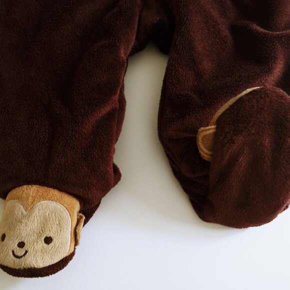 Just One You Carter's Soft Fleece Monkey Hooded One-Piece Sleeper 6 Months - Picture 7 of 10